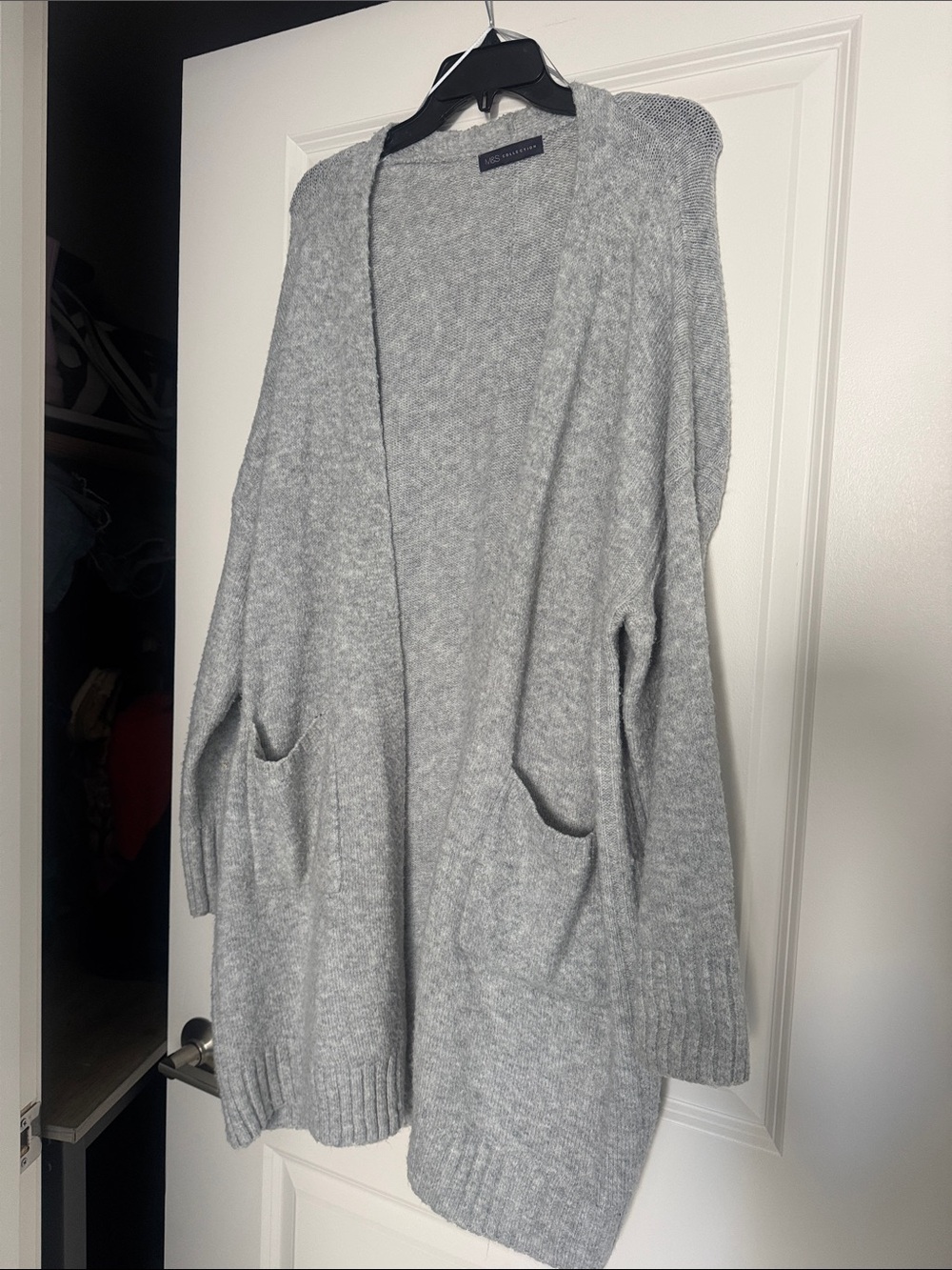Marks & Spencer Light Gray Open-Front Cardigan with Pockets